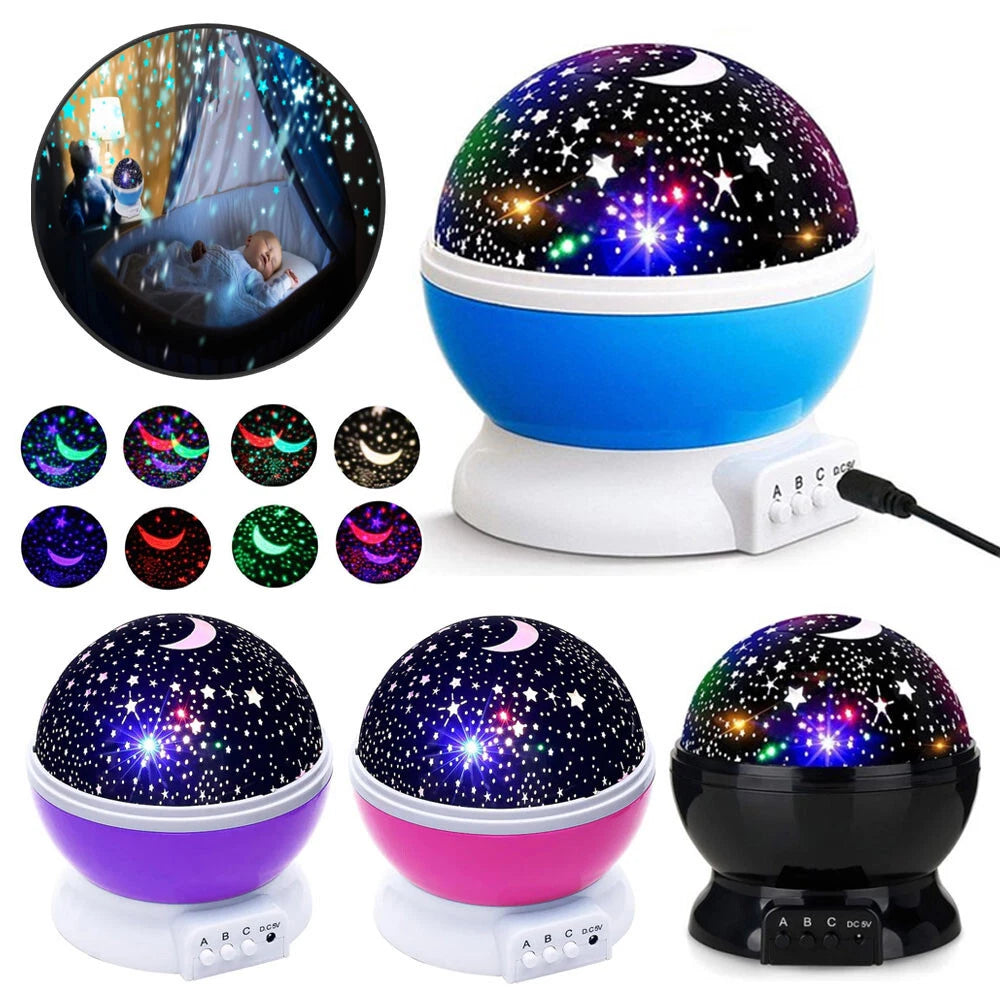 Starry Night Light Projector Star Sky Moon Lamp Kids Bedroom lights Rotating LED
