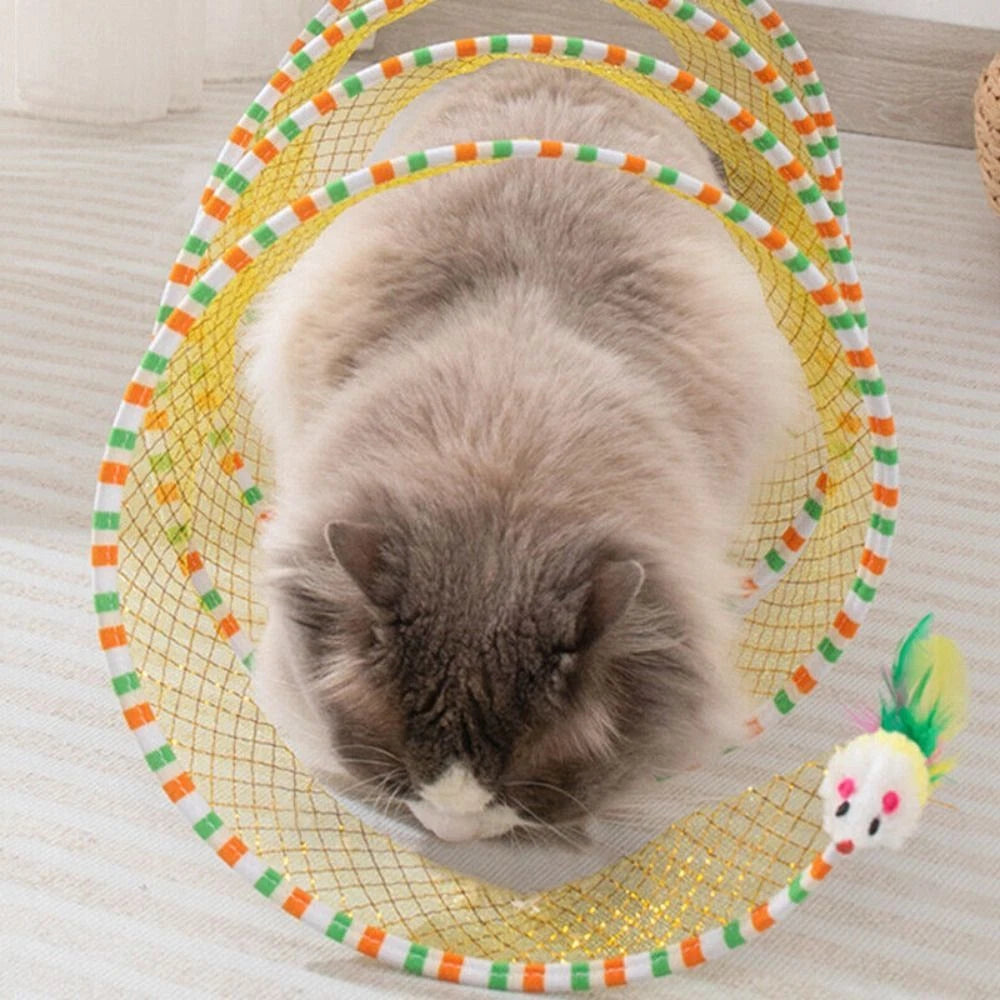 Stretchable Cat Coil Tunnel Toys Foldable Pet Interactive Toy Coil Spiral Toy