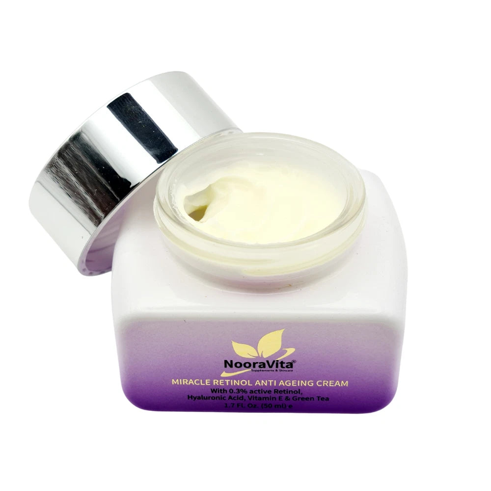 Miracle Retinol Anti Ageing Cream With 0.3% Active Retinol & Hyaluronic Acid.