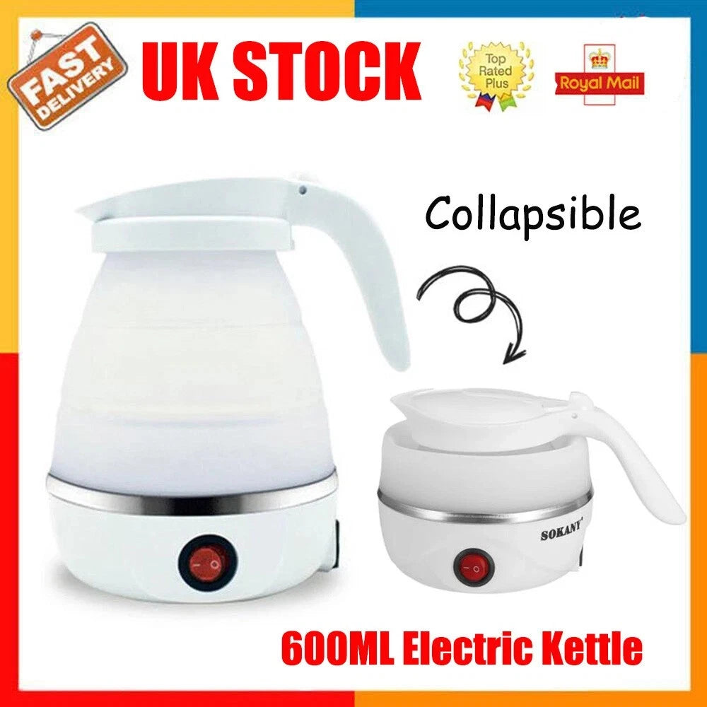 600ML Collapsible Travel Electric Water Kettle Folding Camping Caravan Silicone