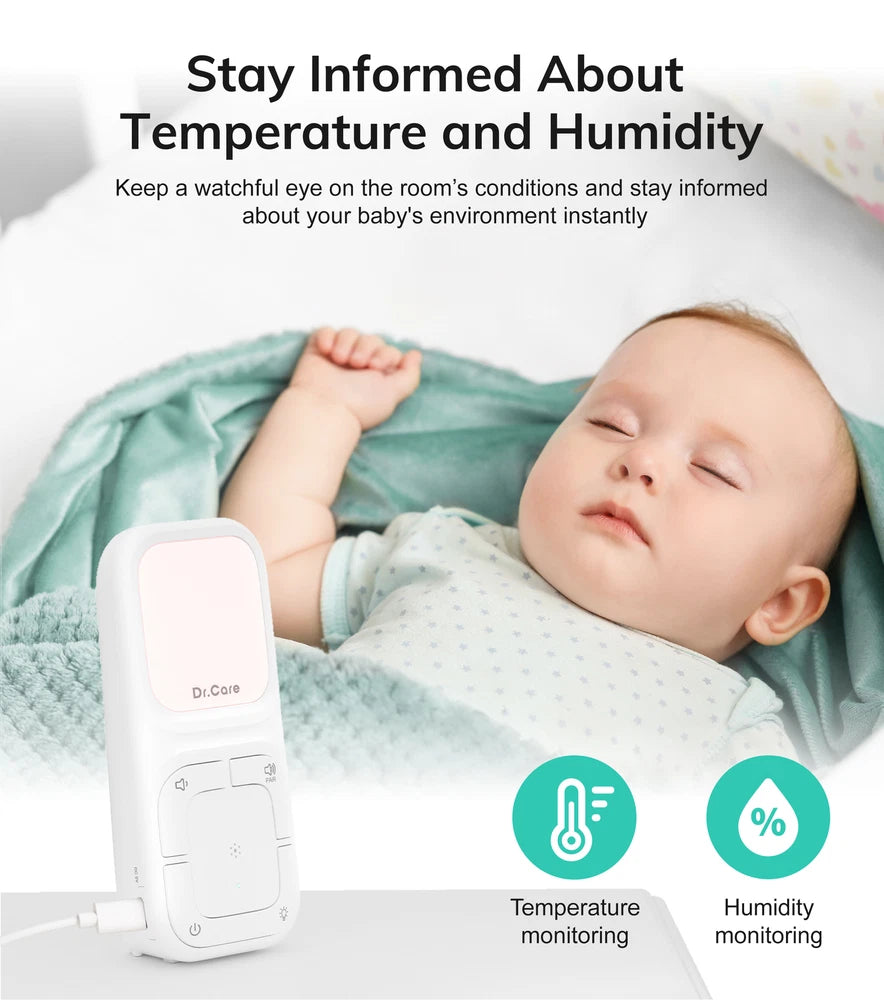 Dr.Care Digital Audio Baby Monitor 2 Way Talk,Vox,8 Lullabies,Nightlight,1000ft