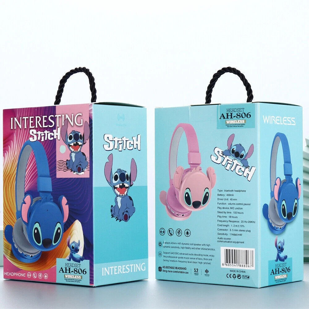 Lilo & Stitch Kids Foldable Wireless Headphones Ear Pads Headset Gift Earphones