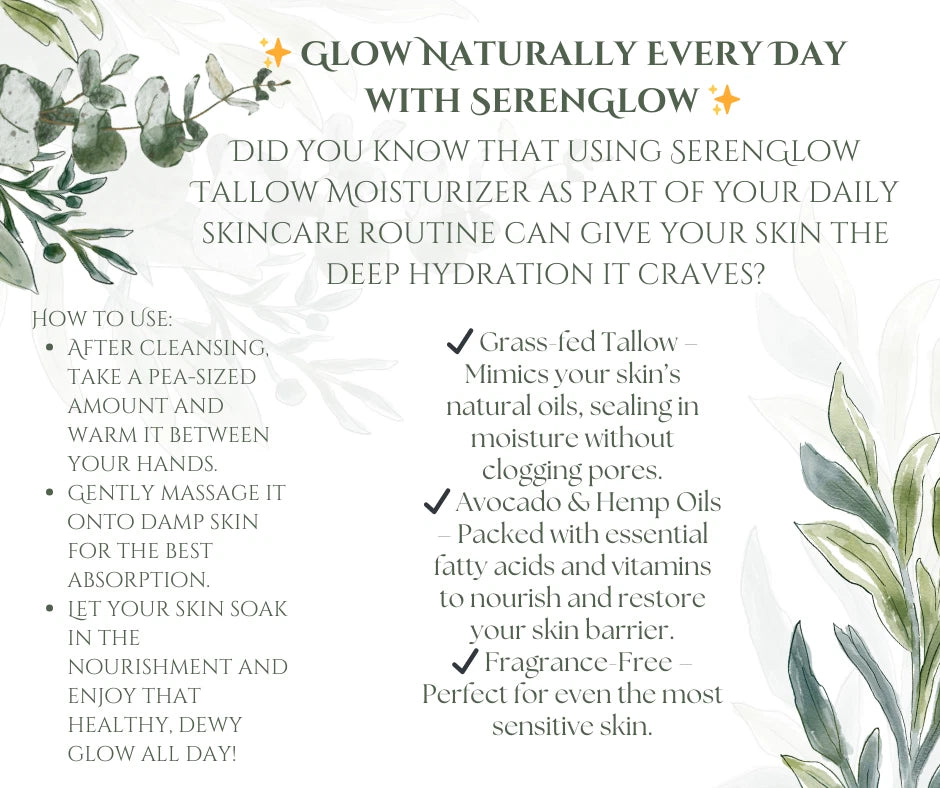 "SerenGlow" All Natural Tallow cream, Deep Hydration, Skin Repair, handcrafted.
