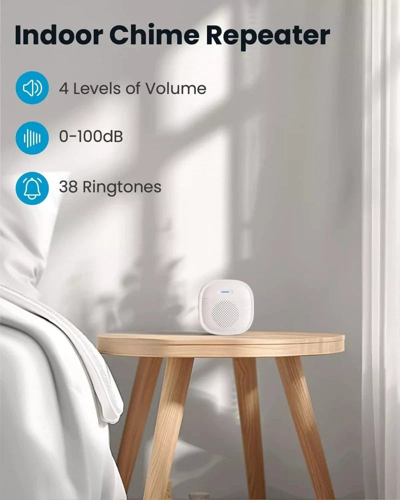 Wireless Smart Home Video Doorbell Camera, Indoor Chime WiFi Doorbell 2way Audio