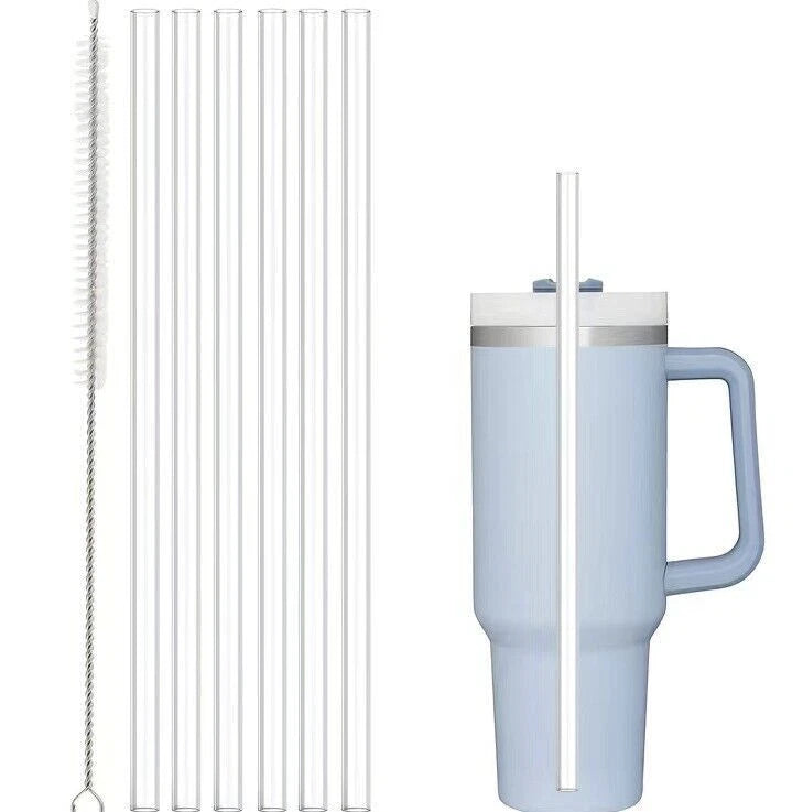 For Stanley Cup 40oz Replacement Straw Reusable Long Straws with Cleaning Brush