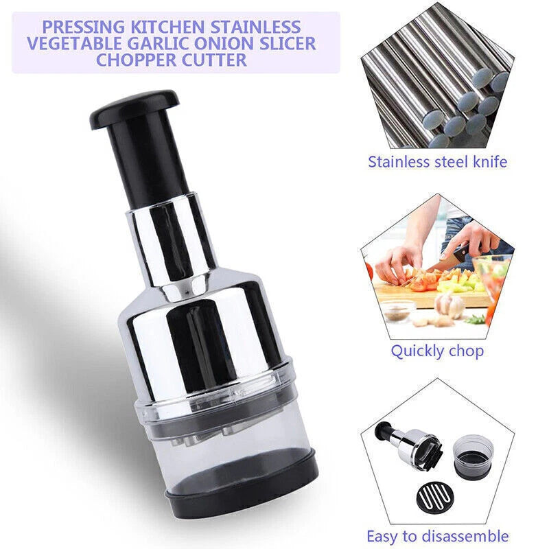 Manual Hand Press Garlic Onion Chopper Vegetable Food Chopper Processor Dicer UK