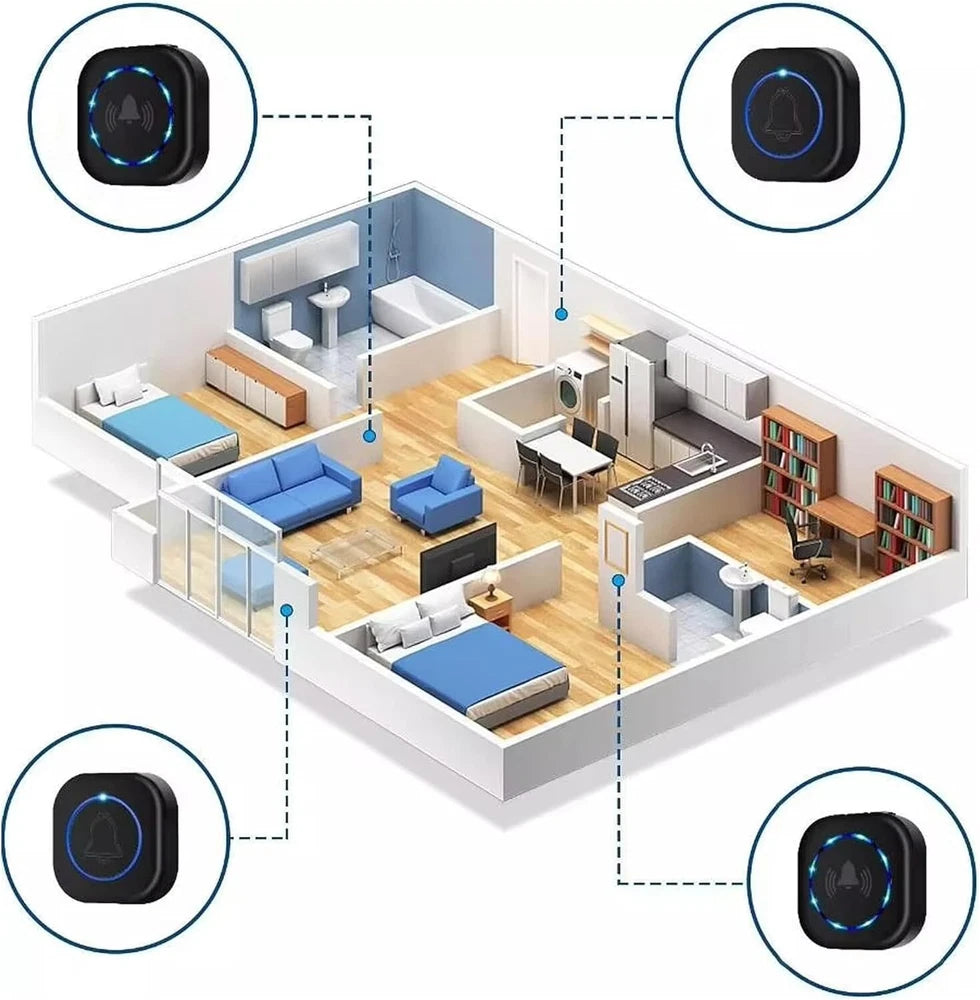 Wireless Door Bells 1000ft Long Range Waterproof Plug in Home Cordless Doorbell