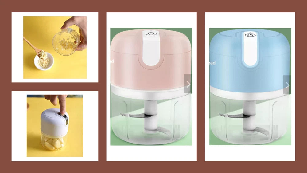 Portable Mini Food Chopper Blender Processor - 250ML - Wireless - USB - 3 Blades