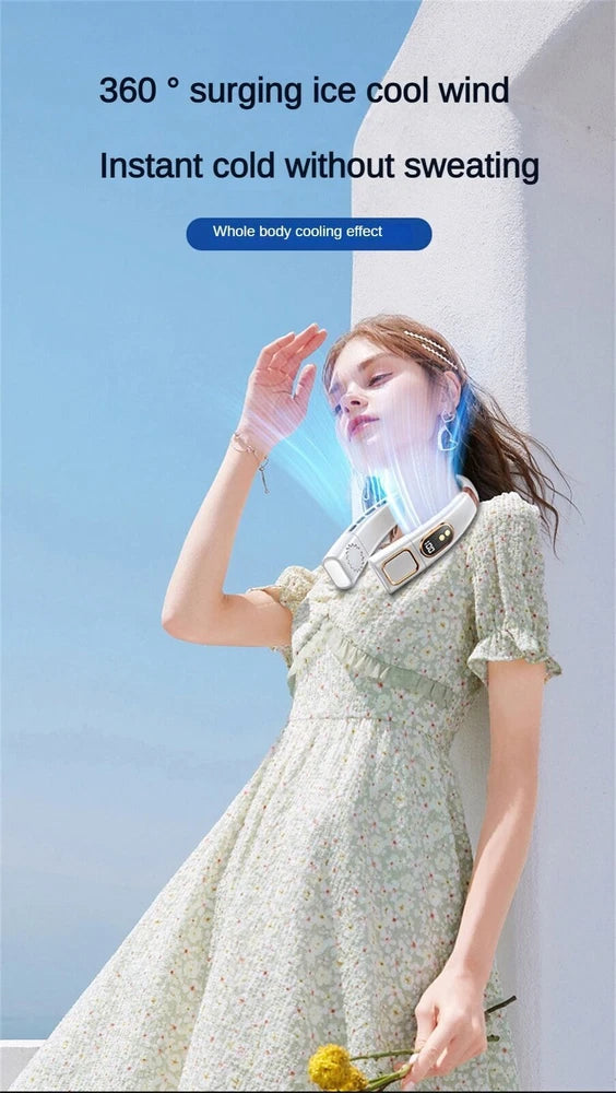 12000mAh Bladeless Lazy Neck Fan Portable USB Rechargeable Mini Hanging Cooler