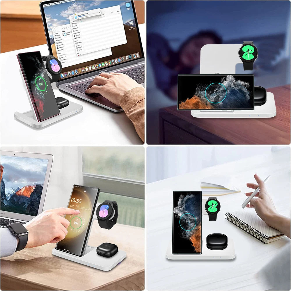 3in1 Wireless Charger Station Dock For Samsung Galaxy Watch 7/6 S25+ S24 Z Flip6