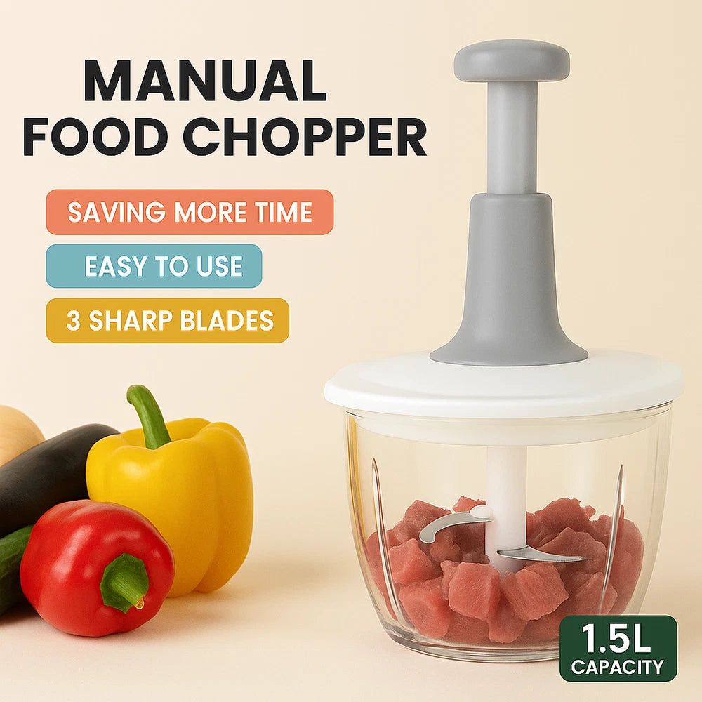 Manual Vegetable Chopper Hand Press Cutter for Onion Garlic Peppers Meat