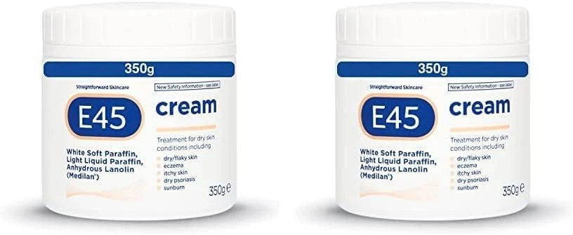 E45 Cream 350g Moisturiser to Soothe Dry & Sensitive Skin Dermatologically 2Pack