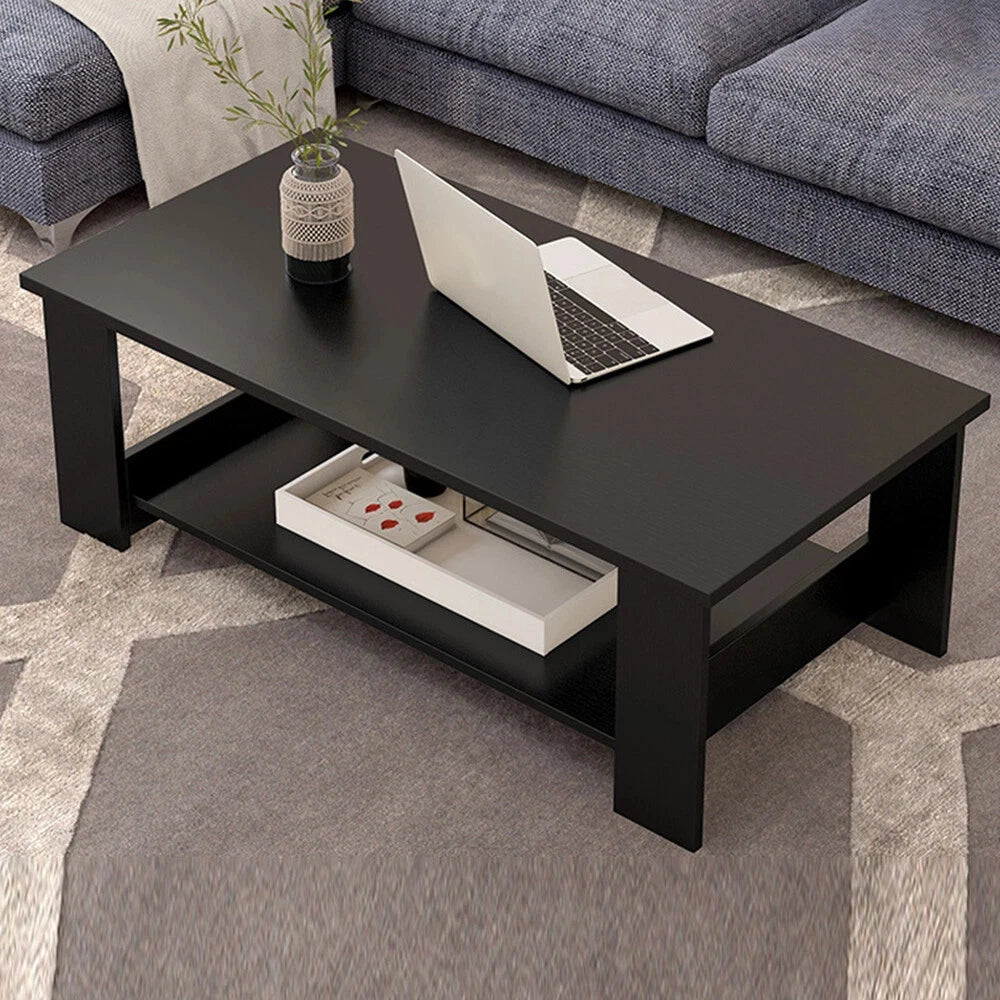 Modern Coffee Table Living Room Tea Side End Desk With Lower Shelf Storage UK