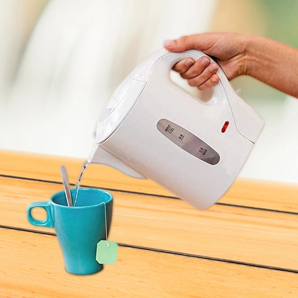 White Travel Kettle Portable Electric 1L Camping Caravan Kitchen Jug Holiday New