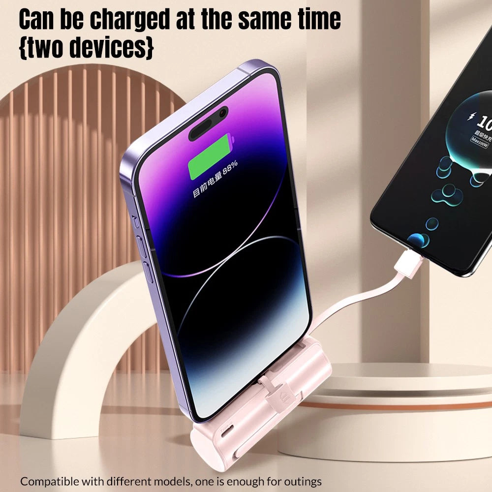 8000mah Mini Power Bank Portable Dual Connector For USB C & iPhone Fast Charger