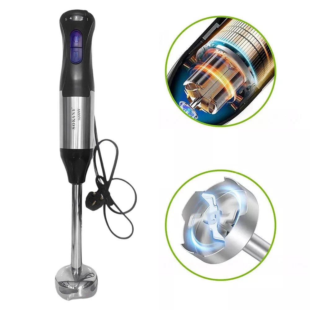 4 in 1 1000W 5 Speed Powerful Hand Held Electric Food Blender Mixer Stick UK