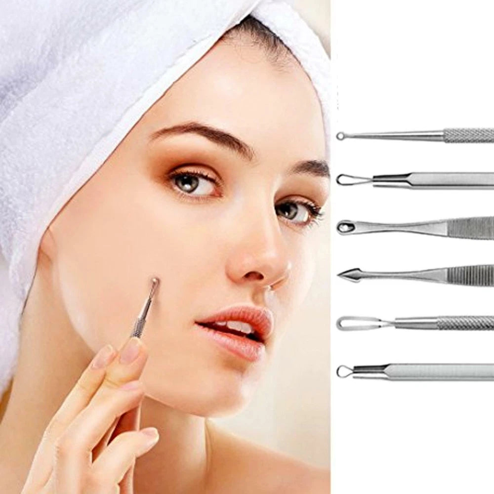 7x Blackhead Remover Tools Pimple Comedone Spot Acne Extractor Kit Popper