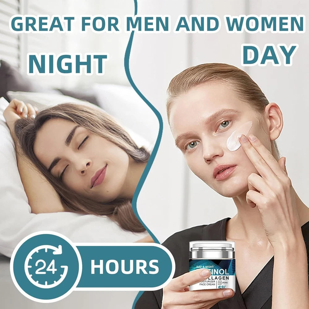 Face Moisturiser Retinol Cream, Anti Aging Face Cream with Collagen Hyalur