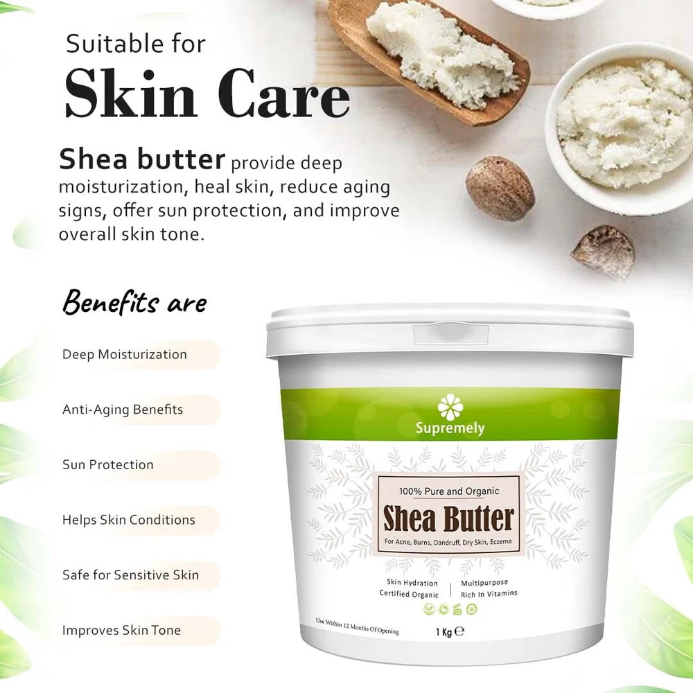 ORGANIC SHEA BUTTER, 100% Food Grade Organic Unrefined Raw & Pure 500g, 200g 1KG