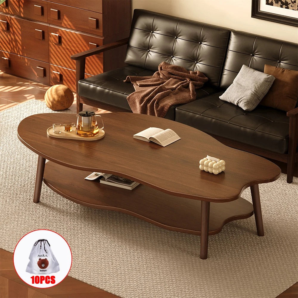 2 Layer Coffee Table Cloud Tea Table Modern Living Room Desk W/ Storage Shelf UK