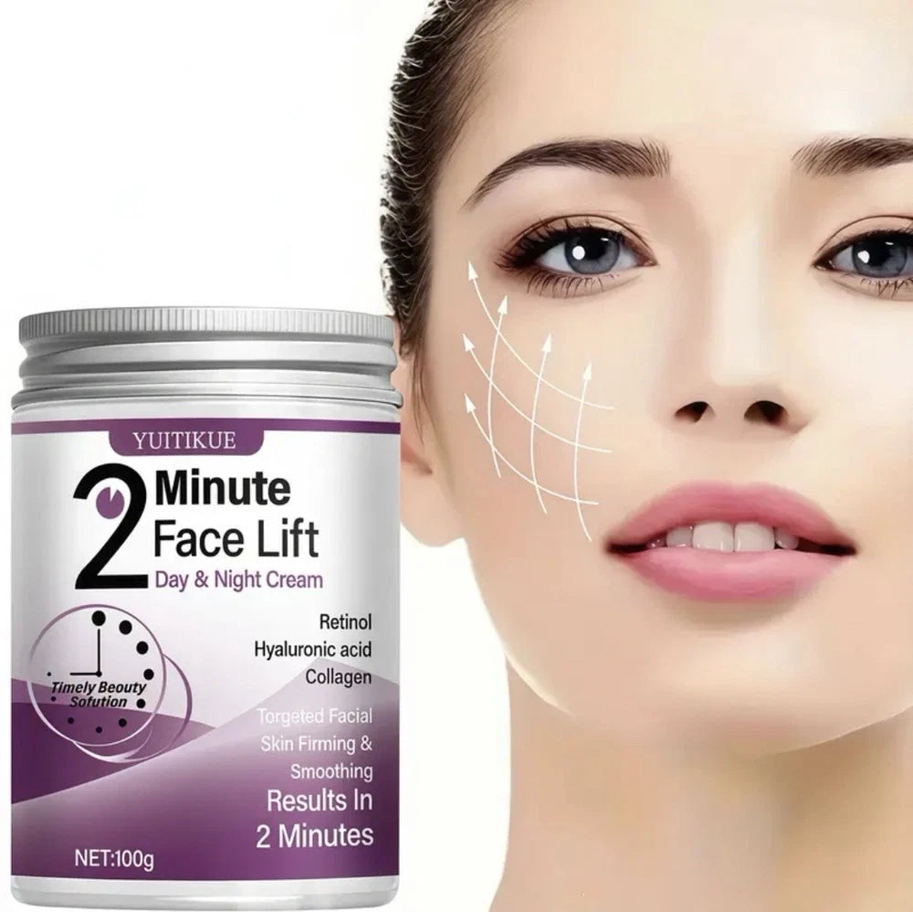 2 Minute Face Lift Day & Night Cream Retinol Hyaluronic Acid Collagen 100g New
