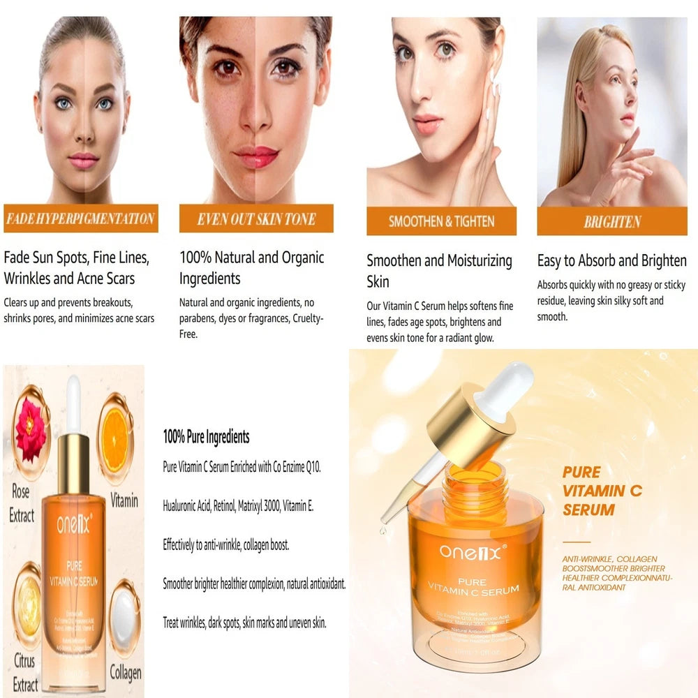 ADVANCED VITAMIN C SERUM Powerful Anti-Aging collagen-Boost Face Serum Day 60ml