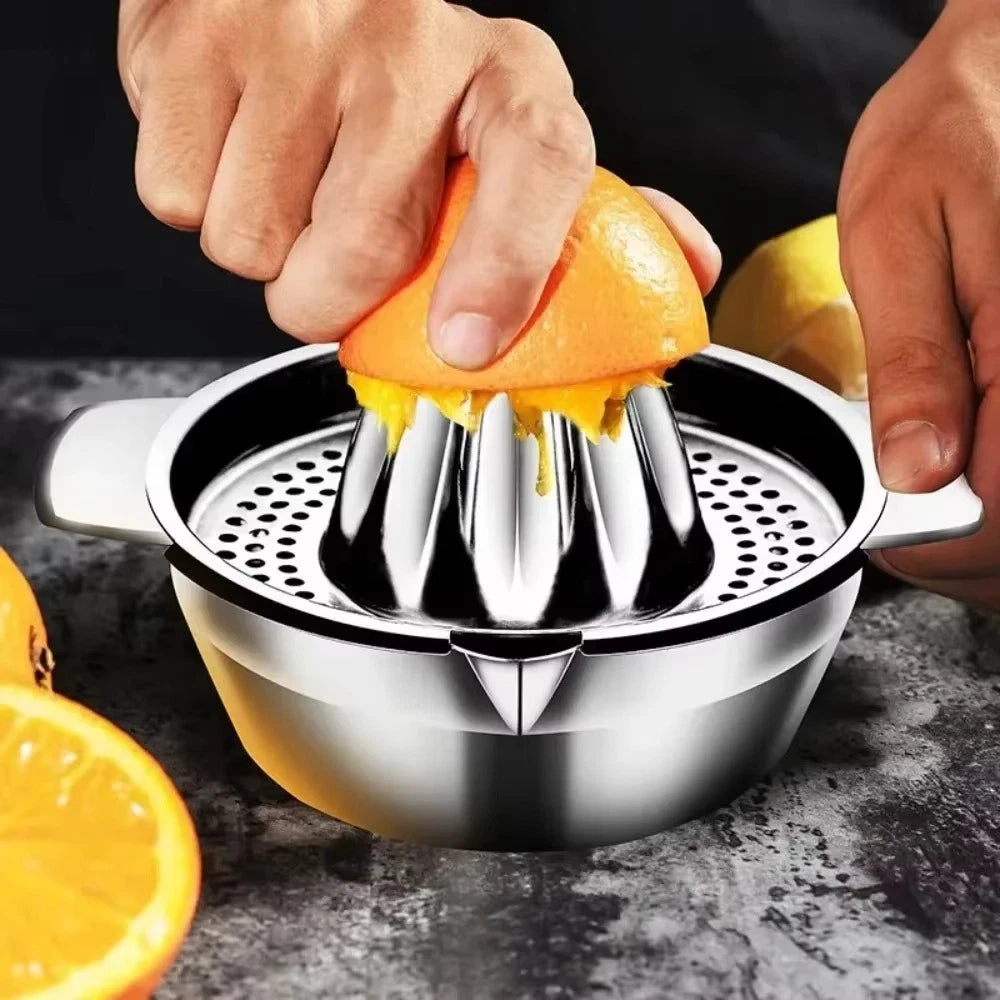 Portable Stainless Steel Lemon Squeezer and Juicer with Bowl Container UK