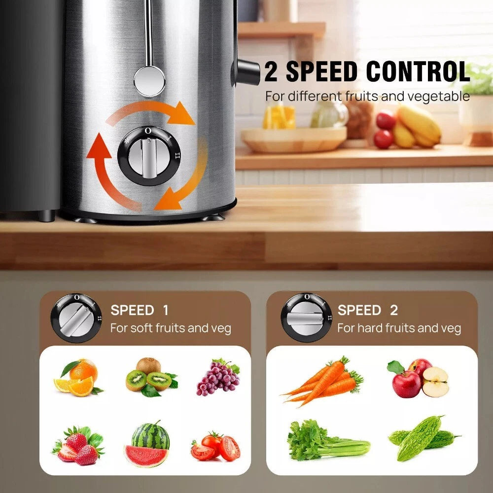 1000W Juicer Machine Whole Fruit Vegetable Large Juice Extractor Stainless Steel