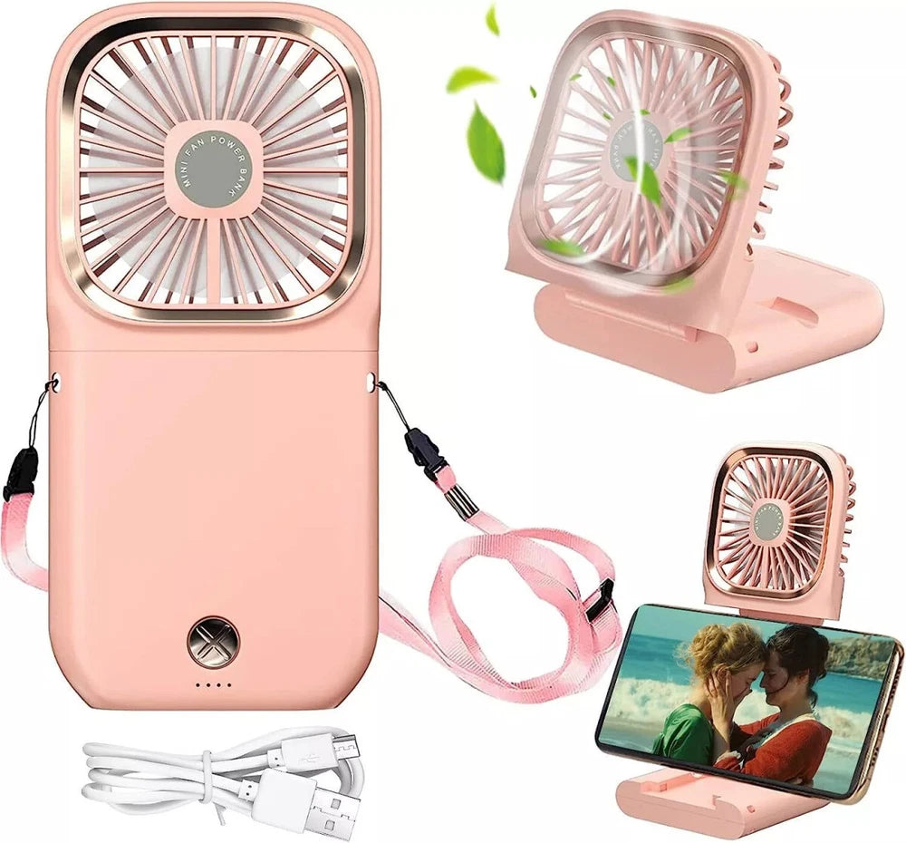 Mini Hand-held Fan， Portable Folding Desk Fan Cooler Cooling USB Rechargeable UK