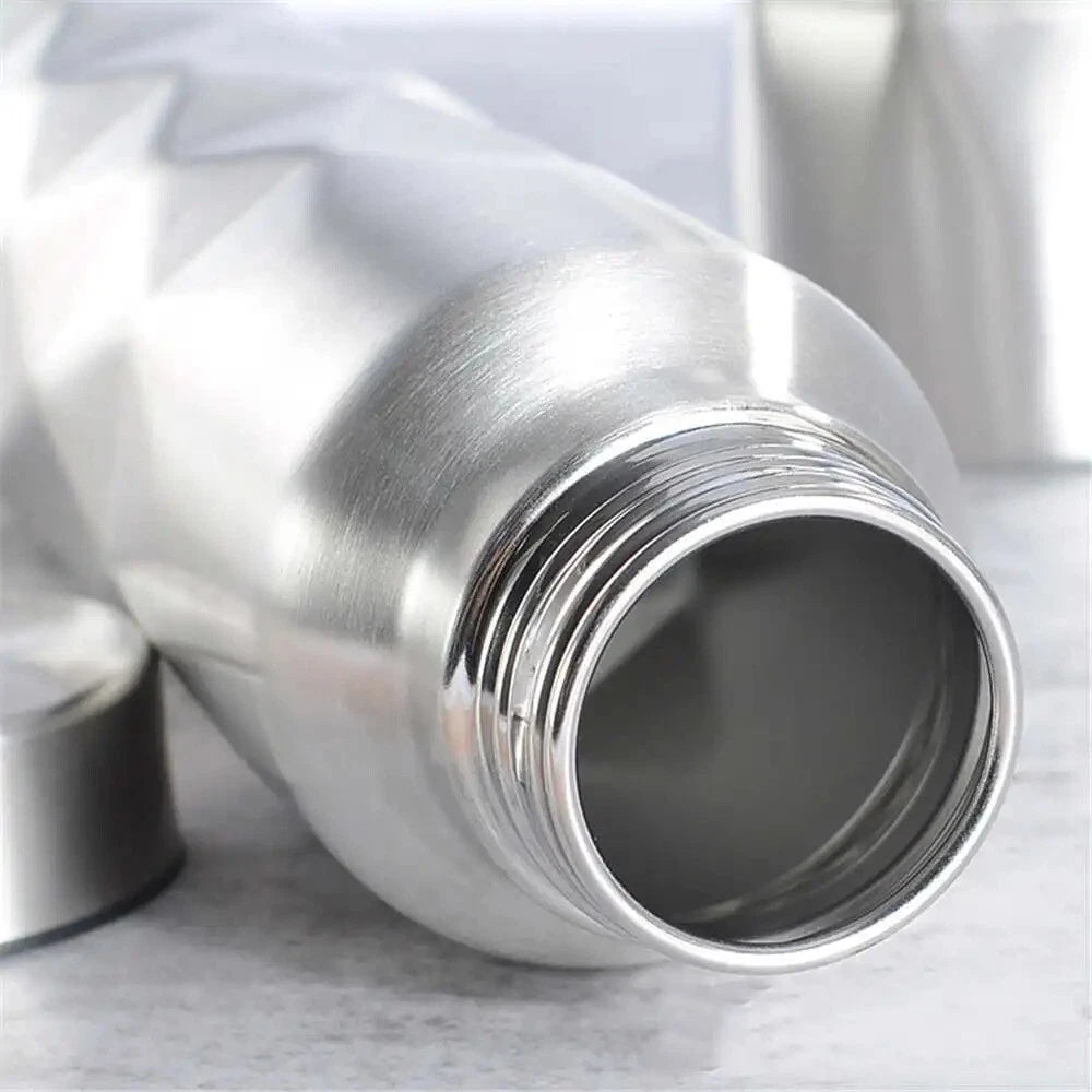 Rhombus Pattern 1000ml Stainless Steel Single-wall Large Capacity Water Bottles