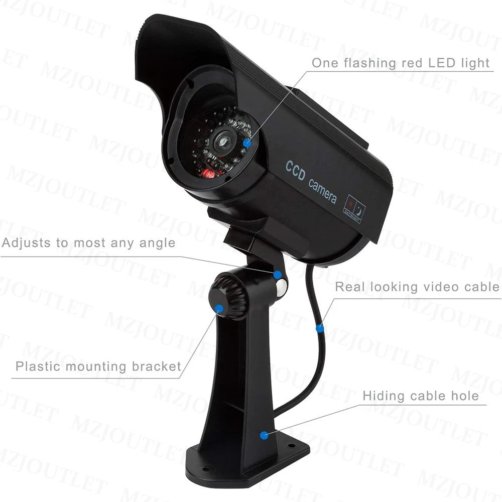 1/2 Dummy Security Camera Solar Powered CCTV Surveillance Bullet Cam Fake IR LED