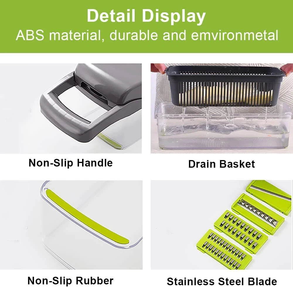 16 in 1 Vegetable Chopper Salad Fruit Mandolin Slicer Food Dicer Cutter Peeler