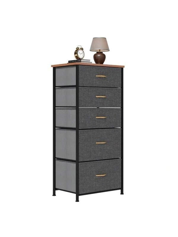Chest of Drawers Bedroom Furniture Storage Bedside Cabinet 5 Fabric Drawer
