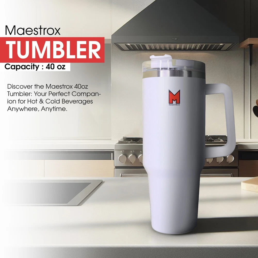 40oz Tumbler Stainless Steel Insulated Travel Mug with Straw and Lid Coffee Mug