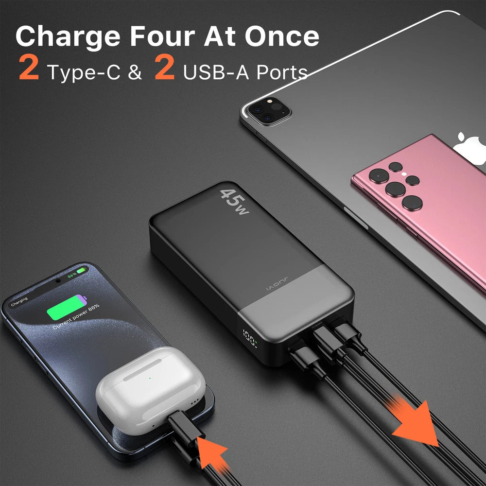 Power Bank 20000mah 45W Portable Fast Charger External Battery for Mobile Phone