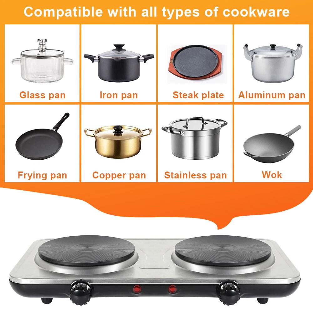 New Electric Hot Plate Portable Single Double Table Top Cooker Kitchen Hob Stove