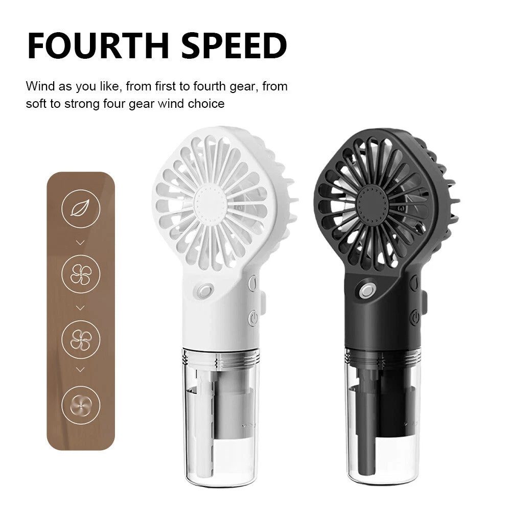 Portable Humidifier Fan Mini Handheld Cooling Mist Cooler Water Spray Travel NEW