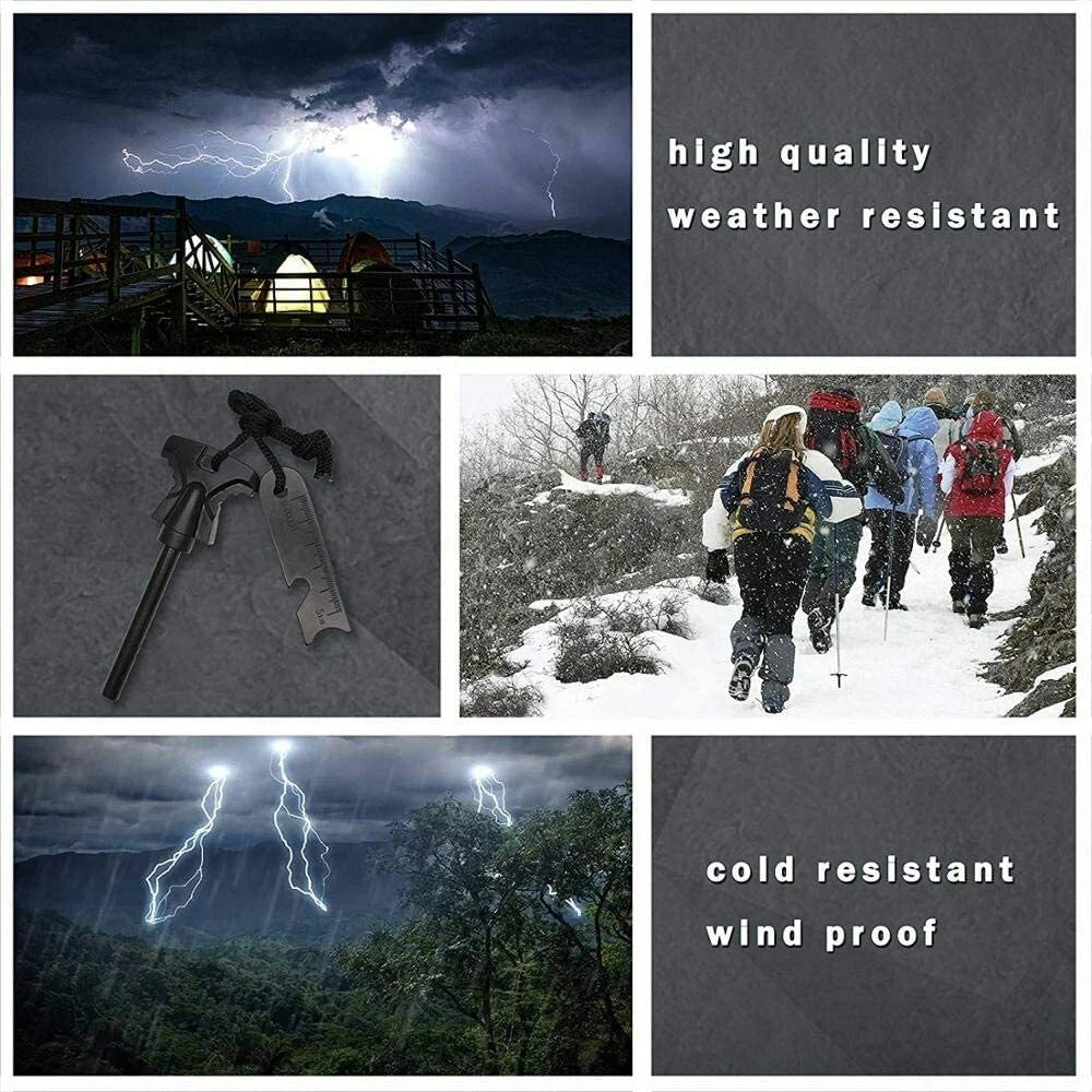 2x Magnesium Fire Starter Stick Firestick Keychain Steel Flint Survival Lighter