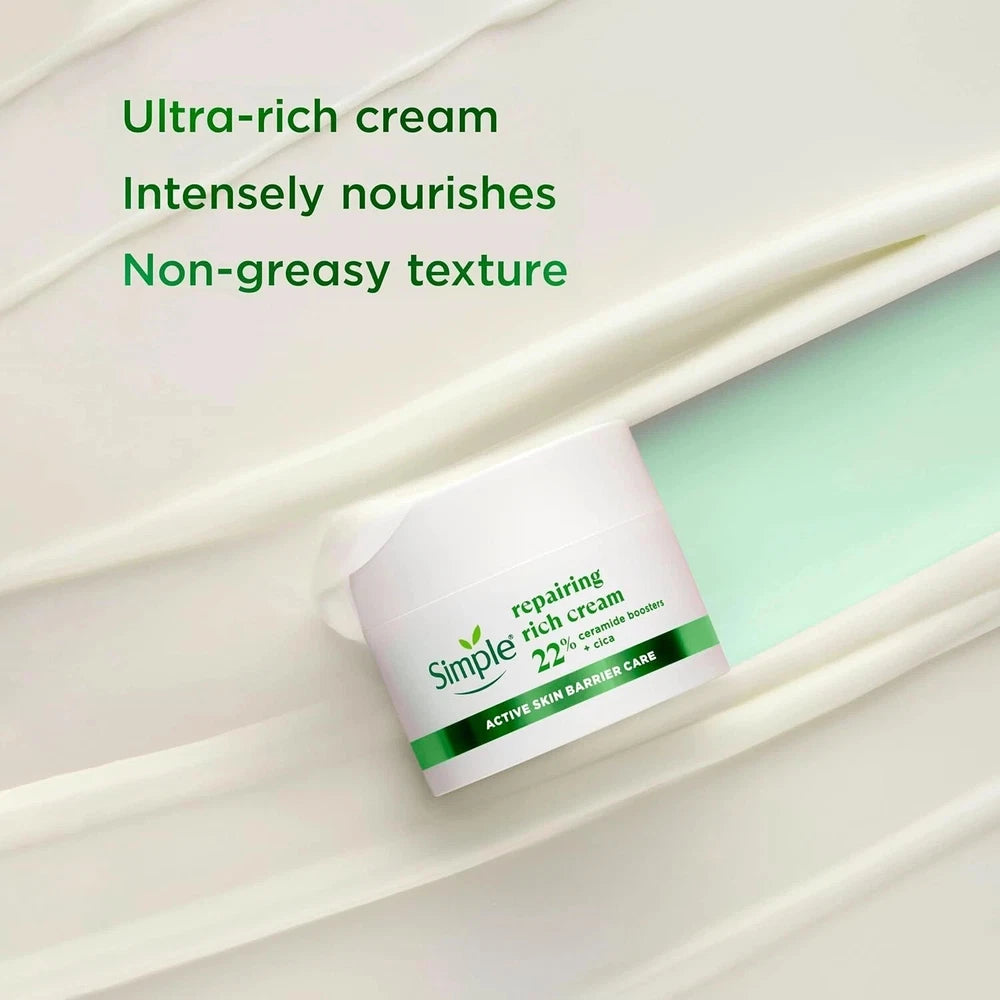 Simple Repairing Rich Face Cream Facial Moisturiser with 22% Ceramide Boosters