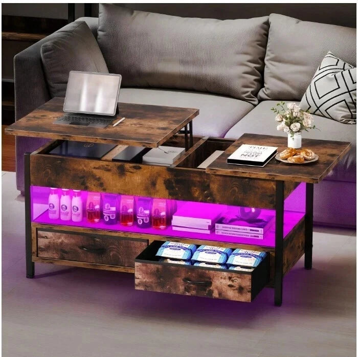 Coffee Table With Storage Lift Top Up Drawer Shelf Wooden Living Room Furniture
