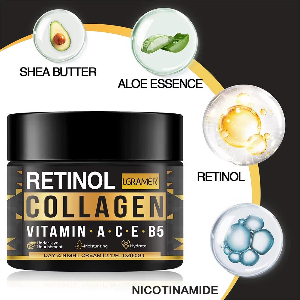 Retinol Collagen Face Cream 60G for Men Skin Care Moisturizing Hydrating Wrinkle
