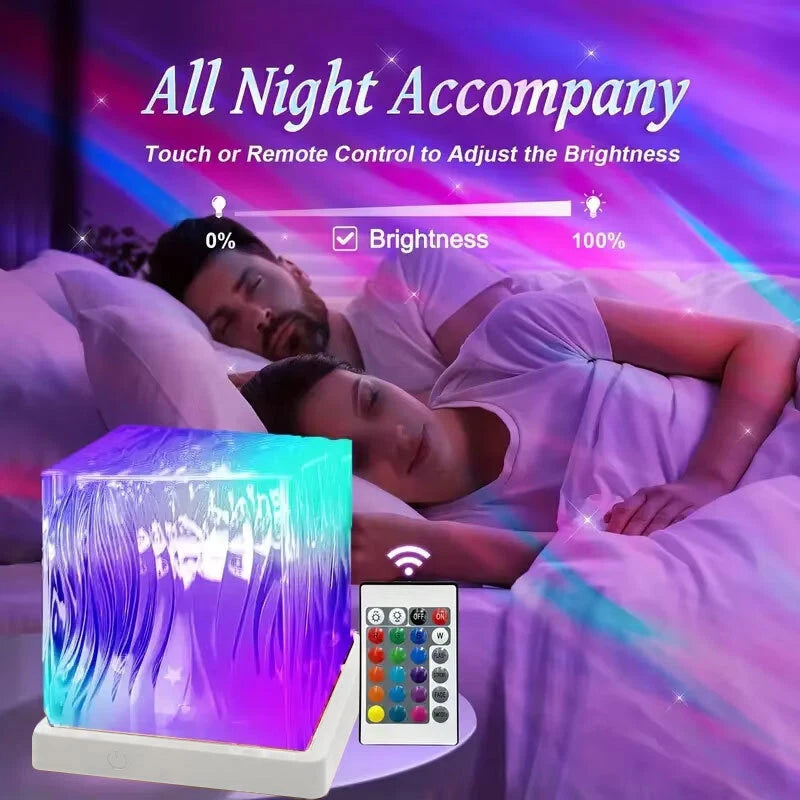 RGB Cube Northern Lights 16 Colour Aurora Projector Lamp Ocean Wave Night Lights