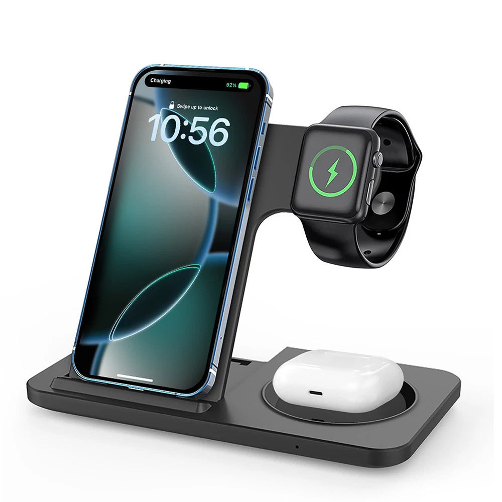 3in1 15W Fast Wireless Charger Dock Charging Station For Apple Watch 9 iPhone 16