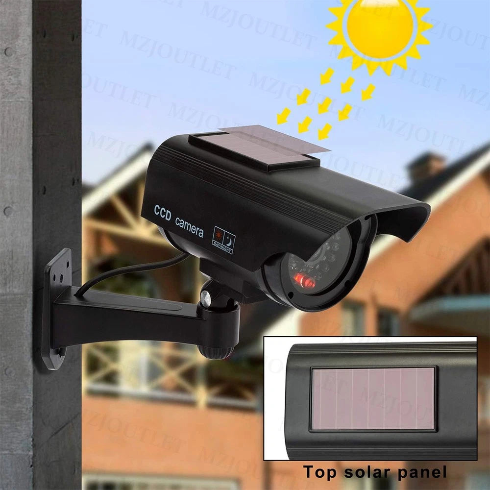 1/2 Dummy Security Camera Solar Powered CCTV Surveillance Bullet Cam Fake IR LED