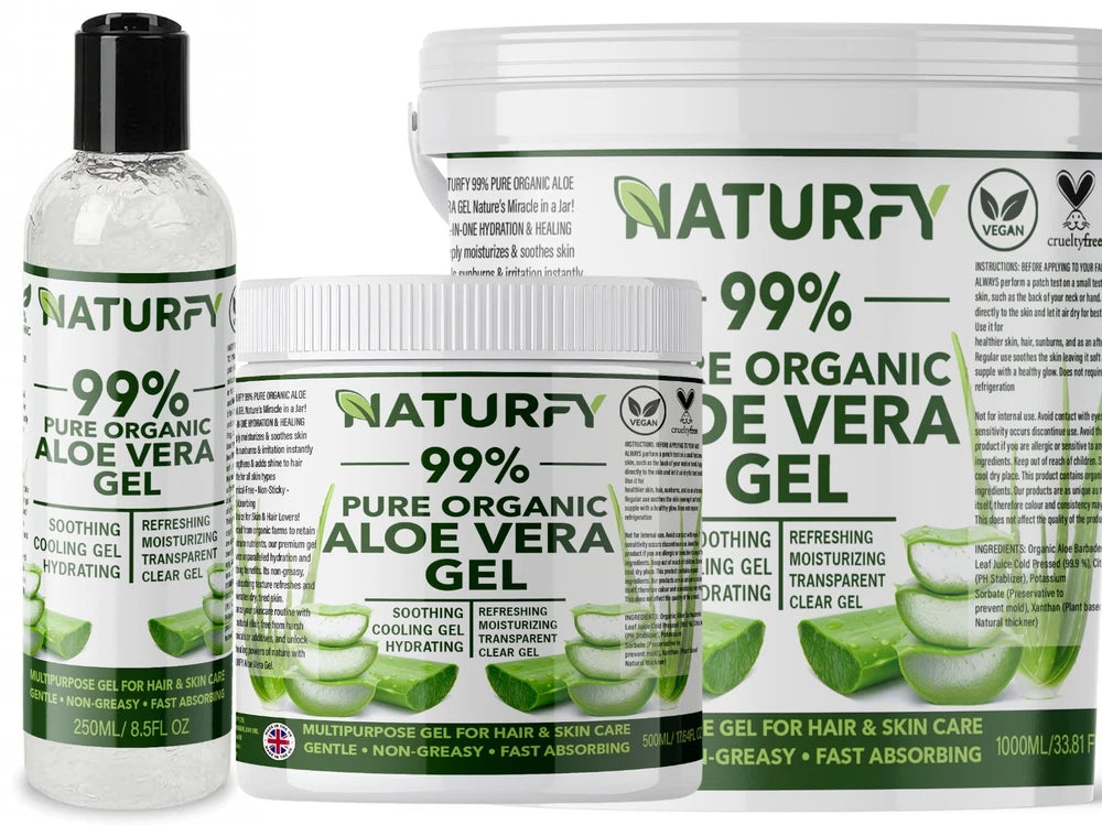 Aloe Vera Gel 100% Pure Natural Organic Multipurpose Soothing Hair & Skin Face
