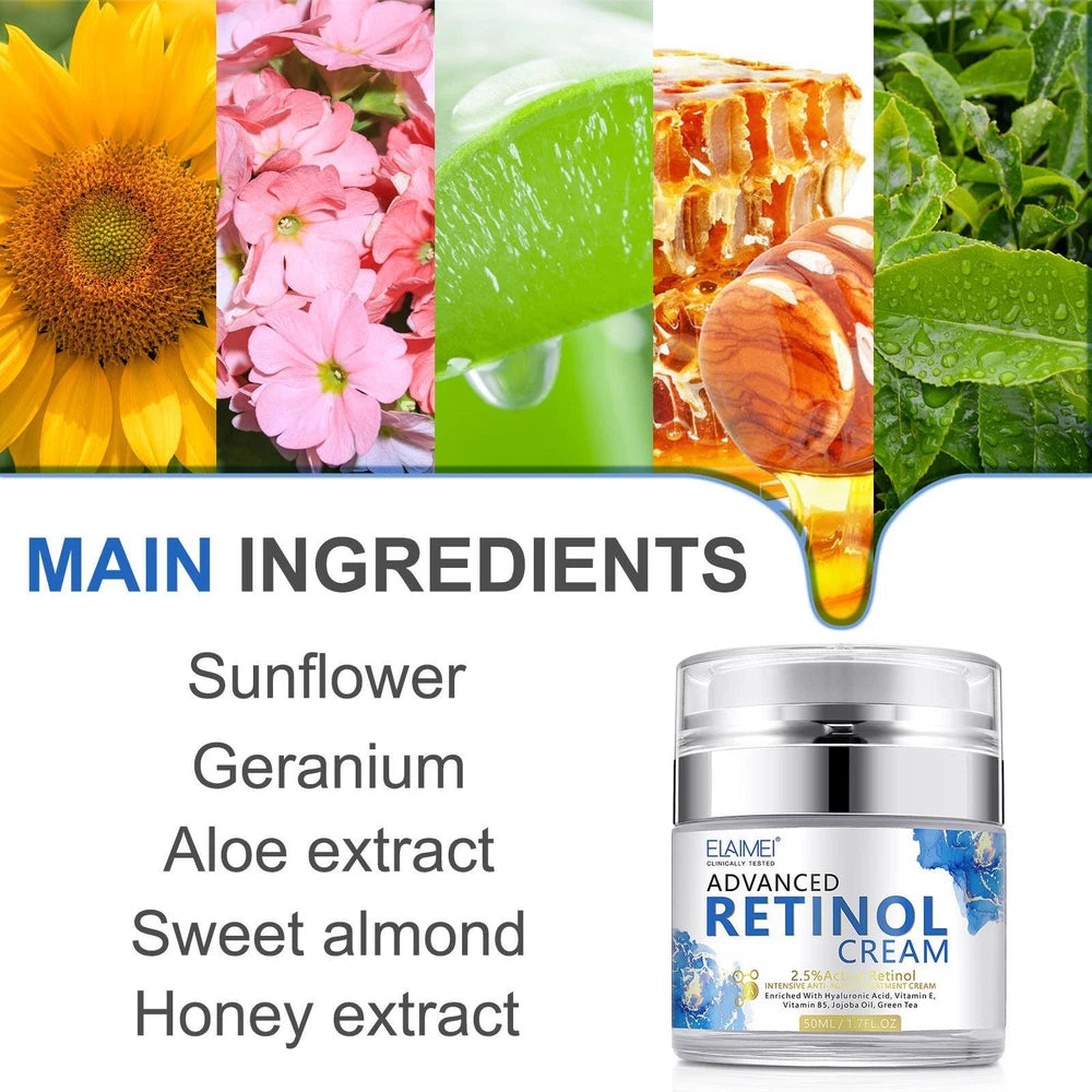 Face Cream Retinol Hyaluronic Acid Vitamin C Anti Aging Wrinkles Blemishes