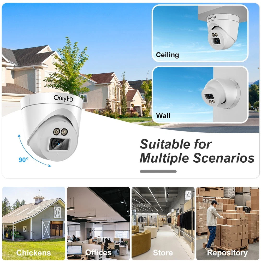 OnlyHD 2PCS CCTV HOME SECURITY DOME CAMERA 5MP FULL HD OUTDOOR IR NIGHT VISION