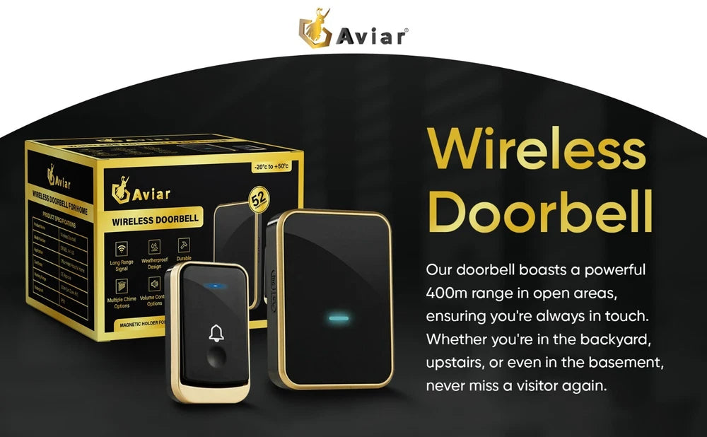 Wireless Doorbell Plug In Chime, Waterproof Home Cordless Door bell Long Range