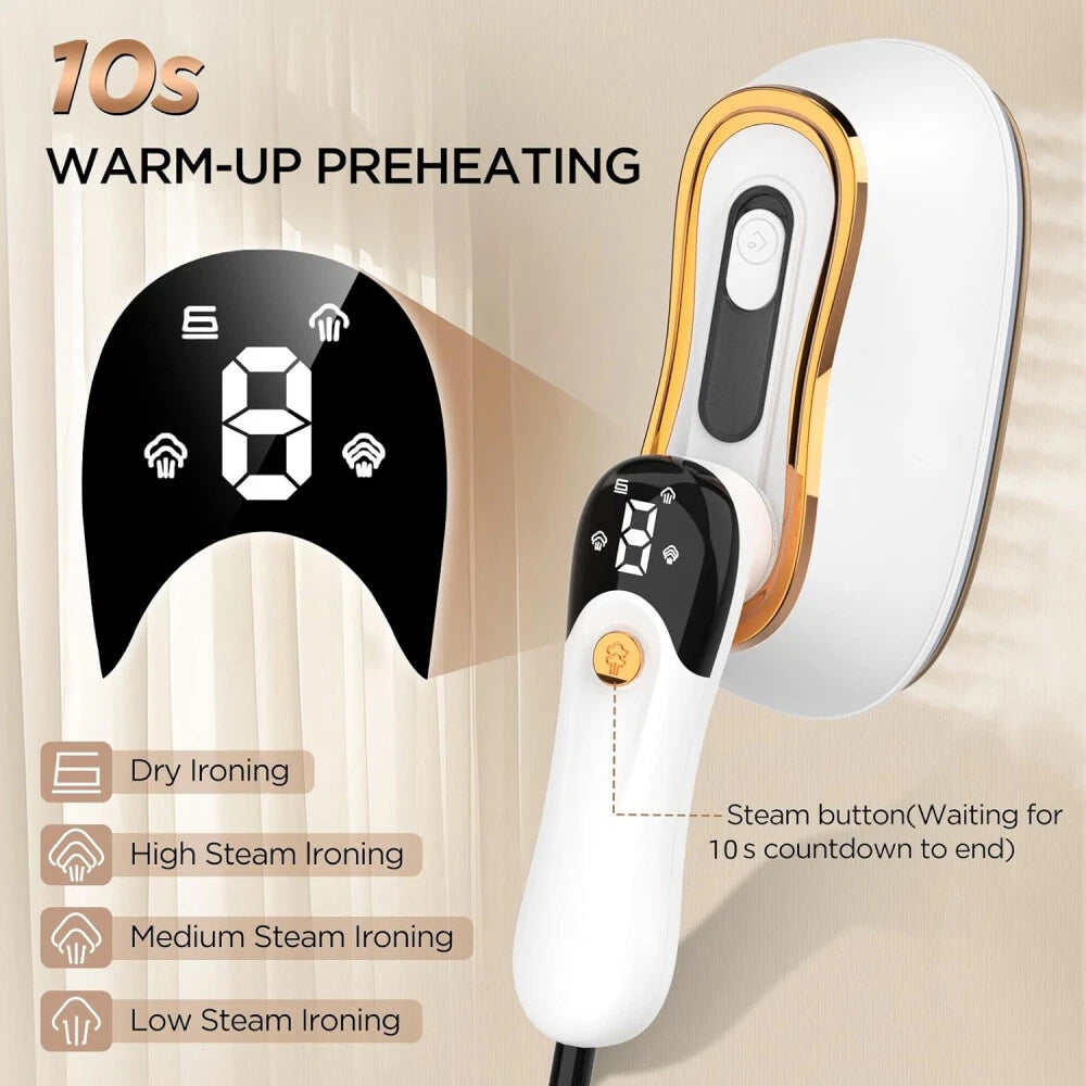 Travel Clothes Steamer Portable Iron - LCD Screen 2 in 1 Powerful Steam Clothing