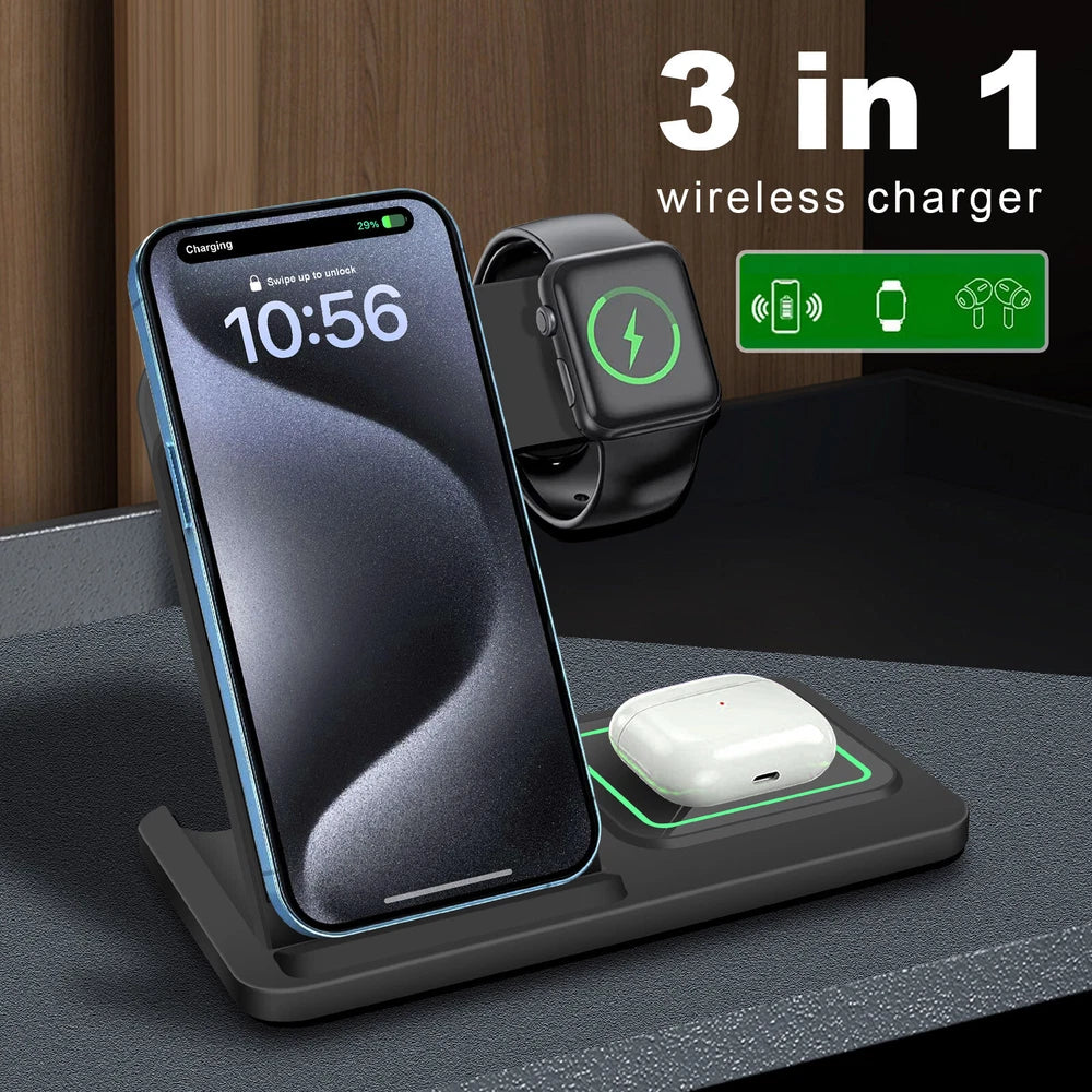 3in1 Wireless Charger Dock Charging Stand For Apple Watch Ultra 9 8 iPhone 16 15